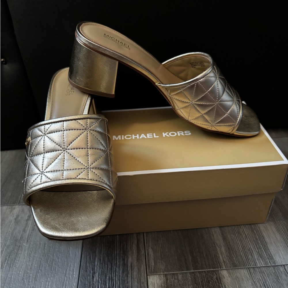Michael Kors Metallic Quilted Mules